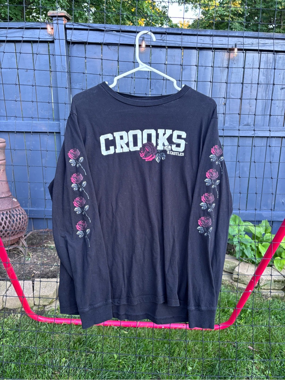 Crooks & Castles Black Crewneck Tee with Logo Tag